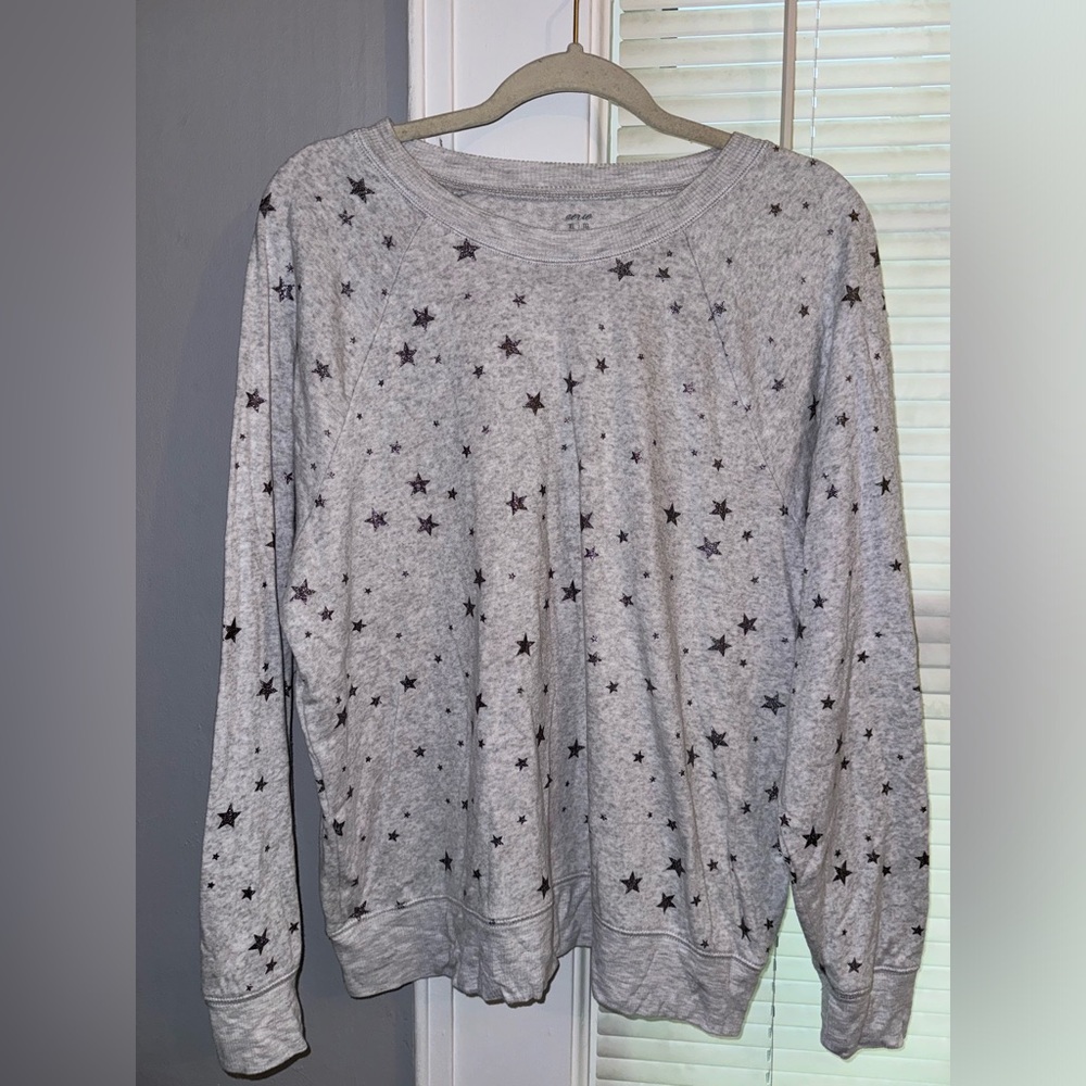 Aerie light grey stars sweatshirt- XL